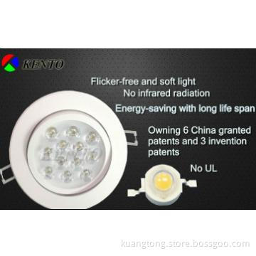 12W LED Pure  White Ceiling Spot Light commerical /home lamp